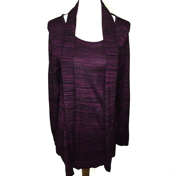 Cable & Gauge Tops - Cable & Gauge Tunic With Removable Scarf Purple